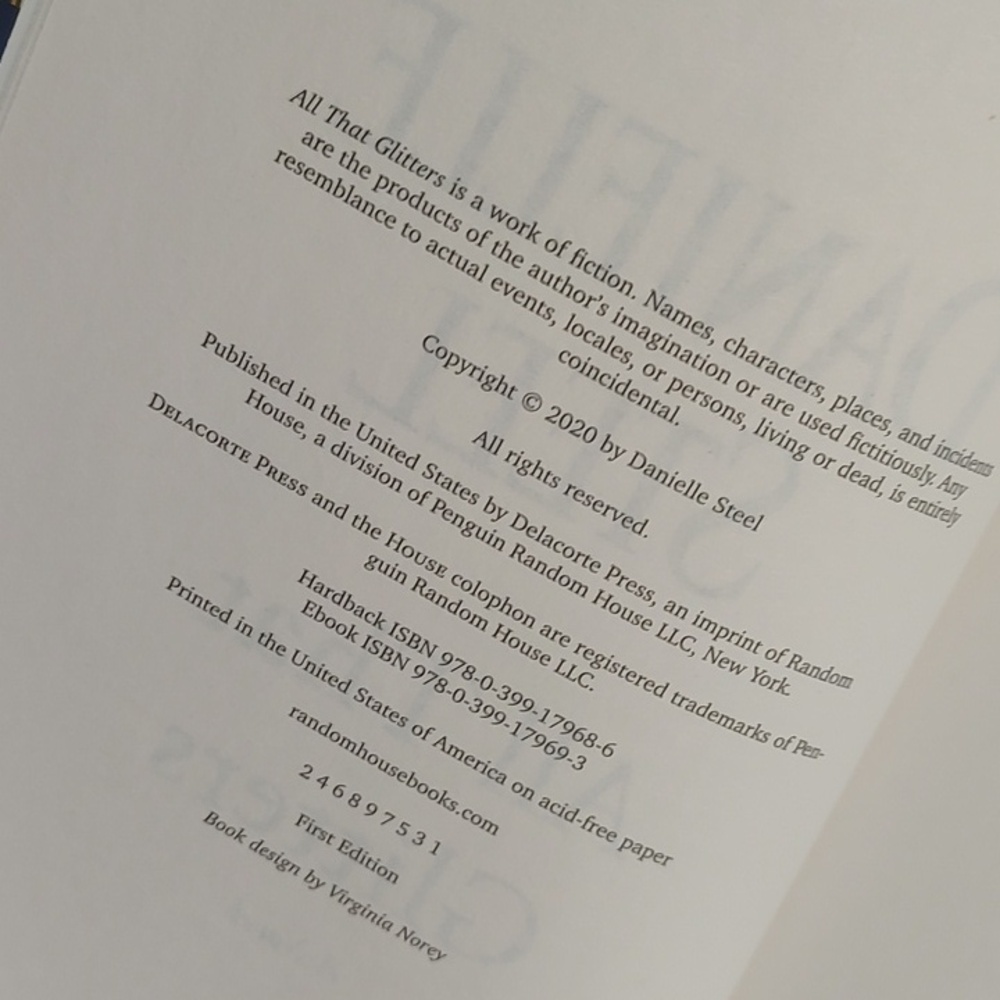 Danielle Steel "All That Glitters" Hardcover Novel 📚,2020 - Picture 7 of 10